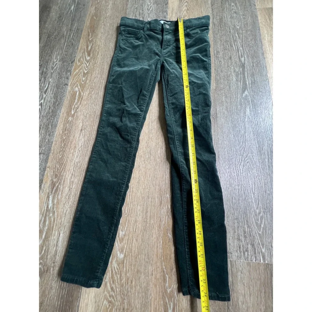 LOFT Corduroy Skinny Pants Women 00‎ 24 Dark Green Mid Rise Slim Trousers